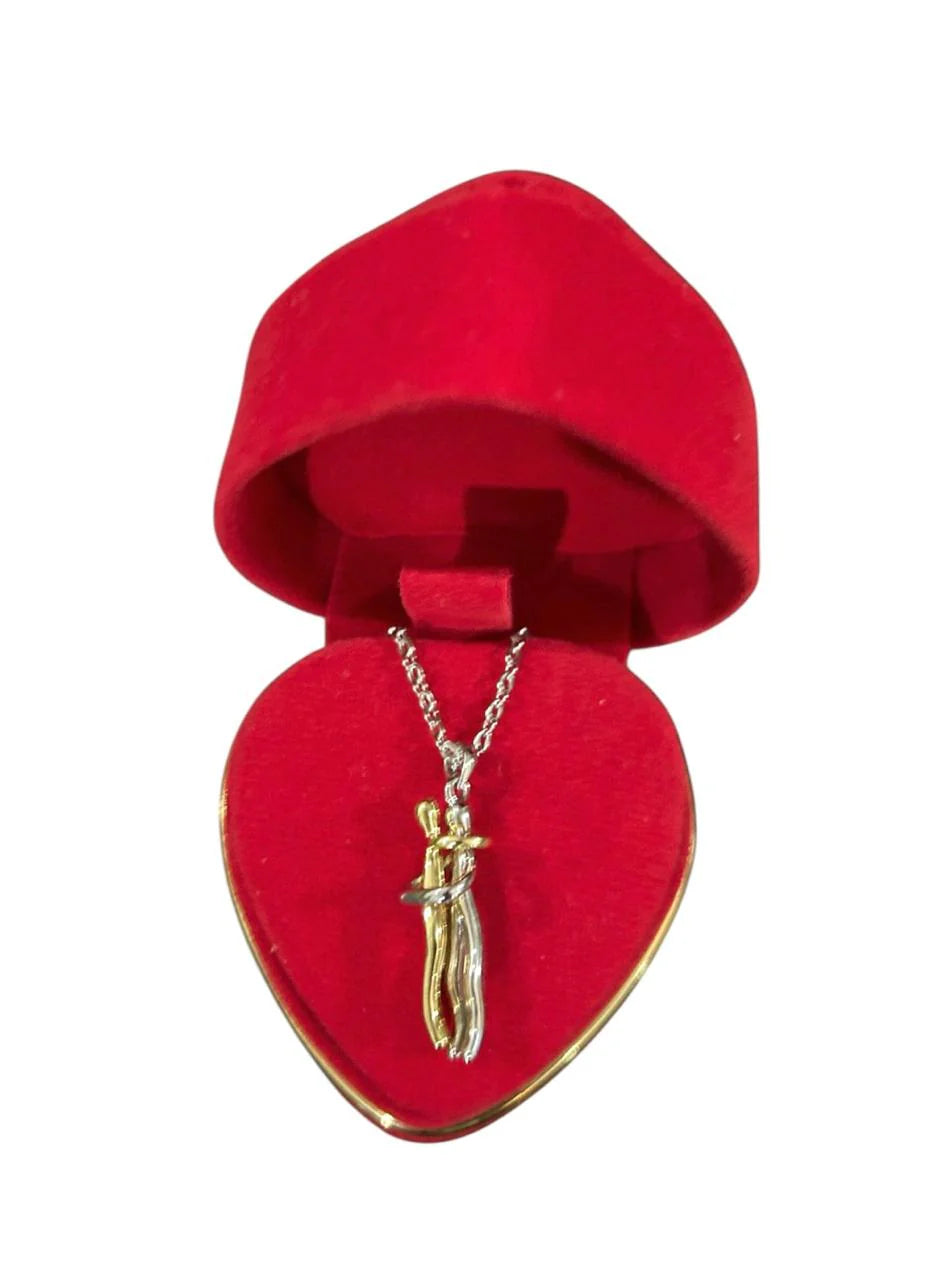 COLLAR ABRAZO ETERNO + REGALO ESPECIAL: CAJA DECORADA CON ROSA